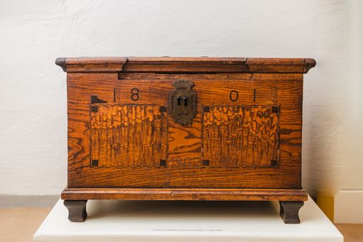 A beautiful shot of a locked historical treasure chest