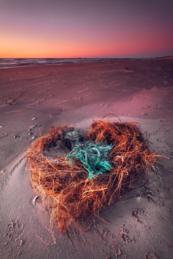 A vertical shot of sunset over the coast of the Baltic Sea, Lithuania