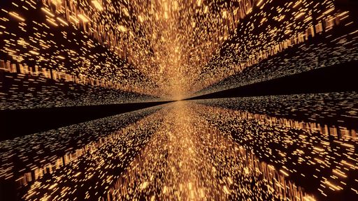 A futuristic abstract illustration with golden glowing lights