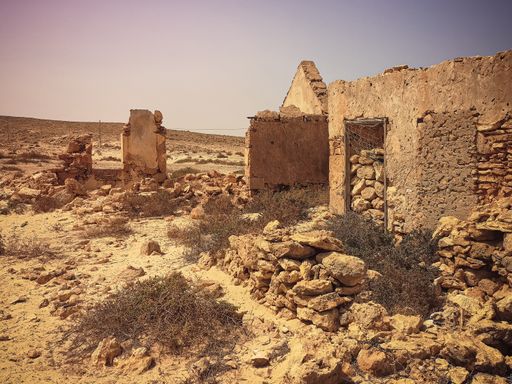 The old and ruined walls of an old abandoned building in Boa Vista, Cape Verde