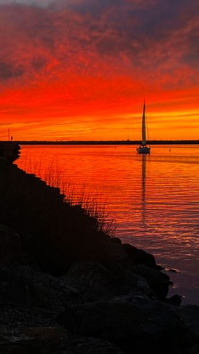 Colorful sunset in winter in Los Angeles, CA
