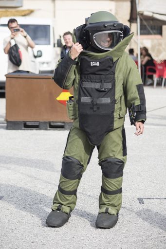 Fireworks soldier dressed in mine protection