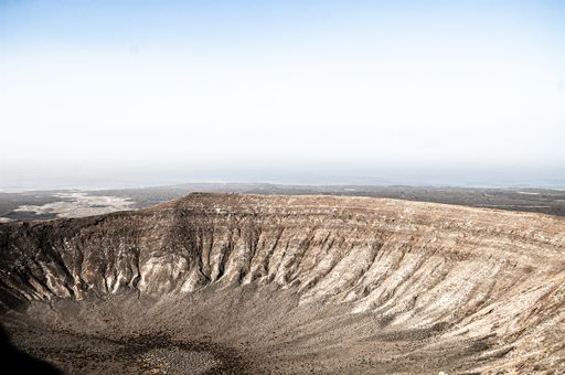 An aerial shot of a beautiful landscape in Lanzarote, Spain during daylight