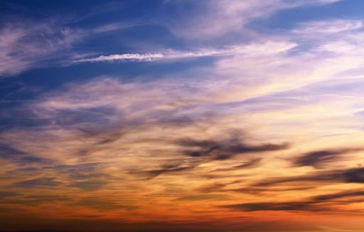 A low angle shot of the breathtaking colorful clouds in the sky