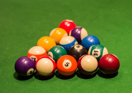 A closeup shot of billiard balls