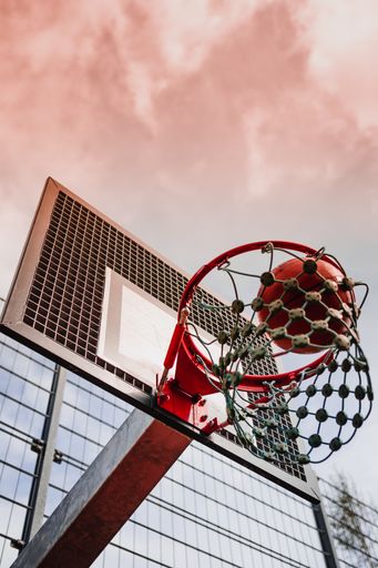 A closeup of a basketball hoop