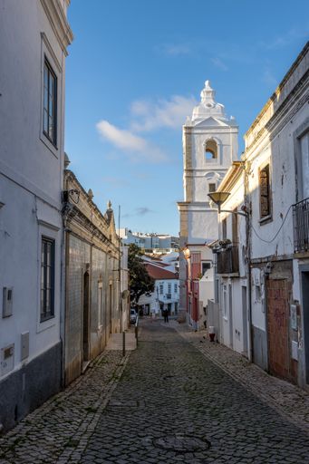 A street and buildings in the old town of Lagos, Portugal
