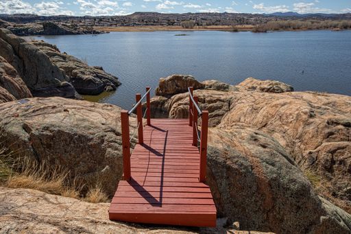 The beautiful view of Red Bridge on Trail around Willow lake in Prescott Arizona near Prescott Valley Arizona