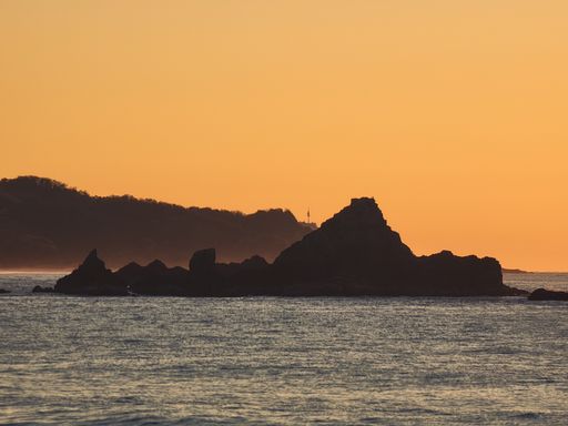 The beautiful peach sunset view from the Puerto Vallarta beach