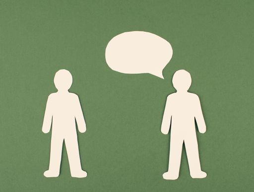 Group of people talking, speech bubble with copy space, communication concept, teamwork in business and education