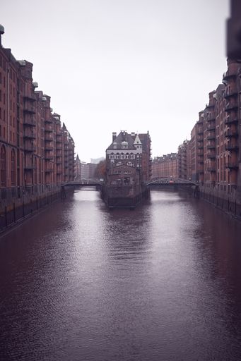 The famous water castle of Hamburg over a river