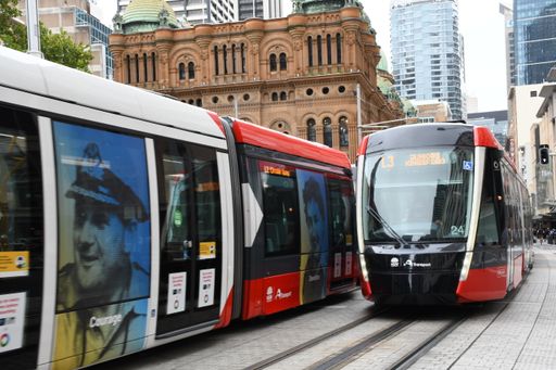 The Sydney Metro traversing the busy streets of the city