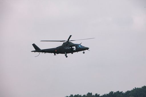 The beautiful shot of the war helicopter in the air during  Royal Belgian Air Force Days 2014