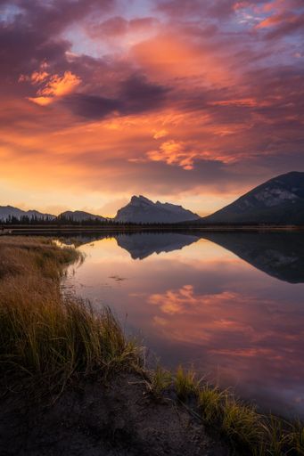 A scenic view of the Vermilion lake at sunrise