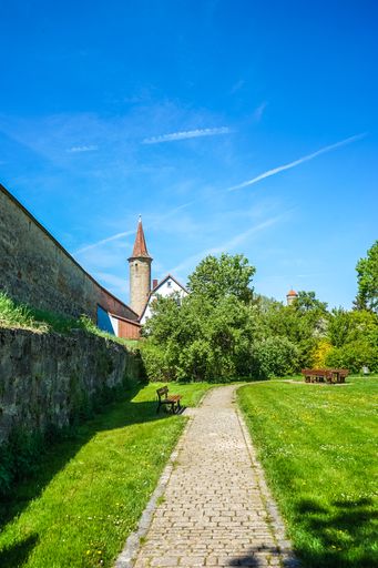 A beautiful shot in the streets of Rothenburg ob der Tauber in Germany
