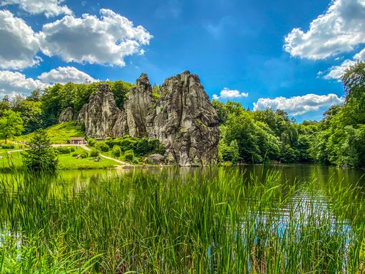 A beautiful shot of The Externsteine sandstone rock formation in Germany