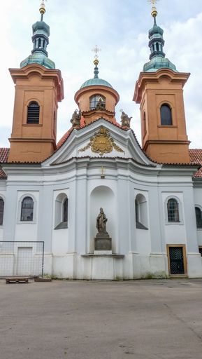 A vertical shot of the Church of Saint Lawrence in Prague
