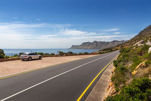 Scenic R44 road around the False Bay coastline south of Cape Town.