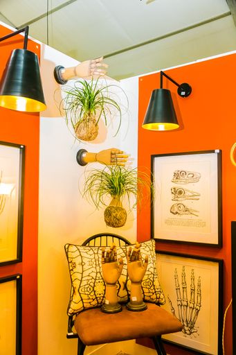 A vertical shot of items on display at exhibitor stands at the hand-made design fair