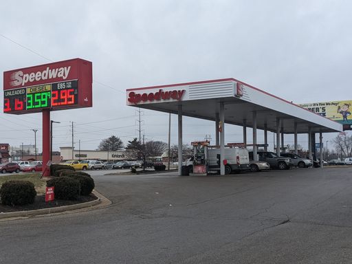 A parking lot of a Speedway Gas Station