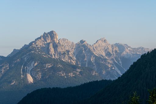 A scenic view of the Dolomites mountain range in Italy