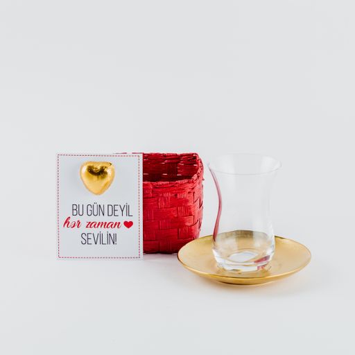 A closeup shot of Valentine's day decorations on a white background