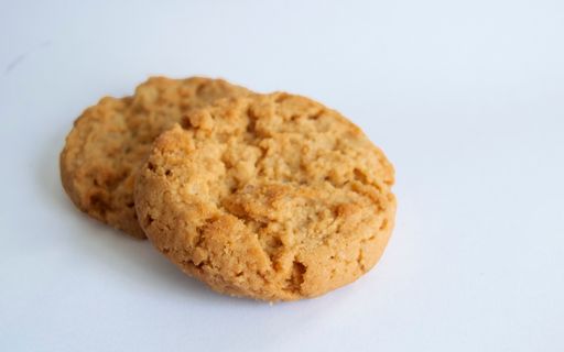 A top view of cookies on a blue background