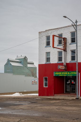 Trochu, Alberta - January 23, 2022: Small town storefronts in Trochu, Alberta