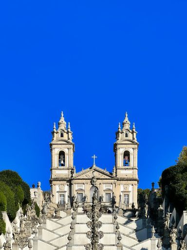 A vertical shot of The Sanctuary of Bom Jesus do Monte on a sunny day in Braga, Portugal