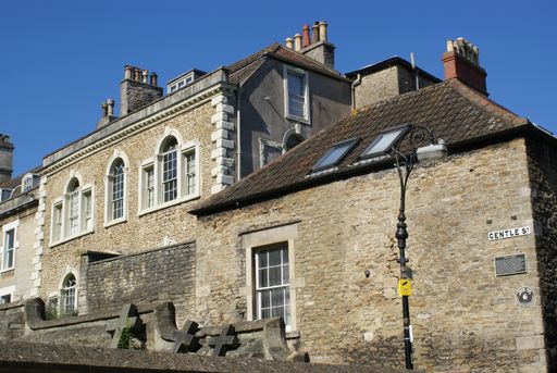 Historic Gentle Street, Frome, Somerset, England.  August 25, 2015. Gentle Street goes back to the origins of Frome in the 7th century.