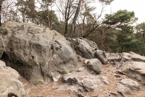 A closeup shot of the rocks in the Dorenther Klippen forest on a cloudy day