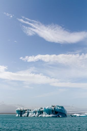 A vertical shot of a glacier lagoon, Iceland