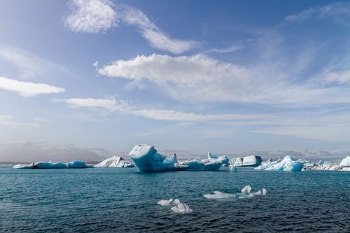 A scenic view of a glacier lagoon, Iceland
