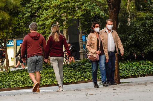 People on street during COVID-19  pandemic in Barcelona,Spain. Coronavirus Social Distance.