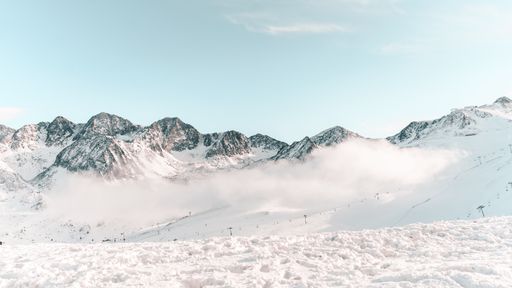 The beautiful winter landscape with mountain peaks.