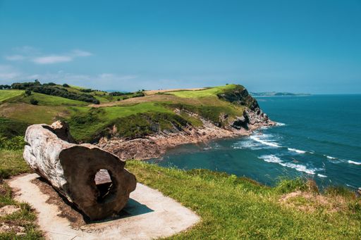 A breathtaking shot of the viewpoint to the Cantabrian sea under a blue sky