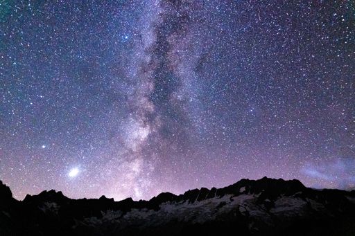 A beautiful view of the Milky Way In the starry shiny night sky
