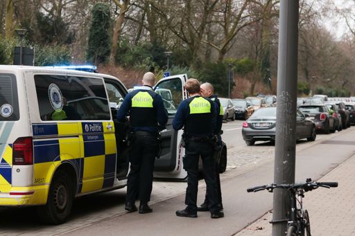 A closeup of police officers in the street