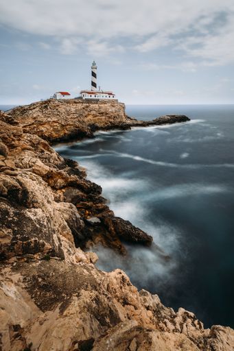 A vertical shot of the Cala Figuera lighthouse in Mallorca, Balearic Islands, Spain