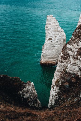 A beautiful rock formation in the  coastal cliff of Etretat, Normandy, France