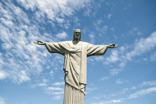 A low angle shot of Christ the Redeemer statue in Rio de Janeiro, Brazil