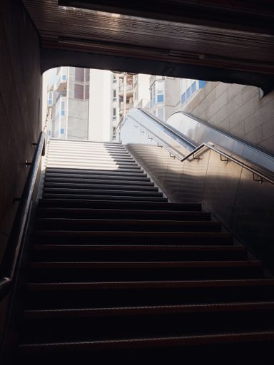 A look up the stairs coming from the subway in berlin