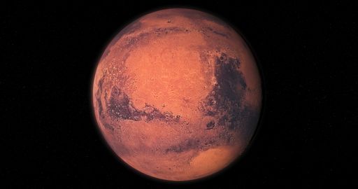 A beautiful view of the phase of planet Mars isolated on black background