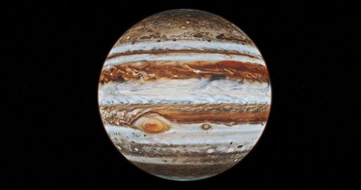 A breathtaking view of the planet Jupiter isolated on black background