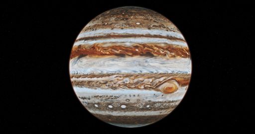 A breathtaking view of the planet Jupiter isolated on black background