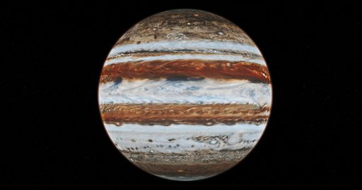 A breathtaking view of the planet Jupiter isolated on black background
