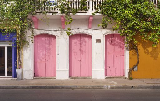 Beautiful houses of Cartagena Colombia, colorful and warm