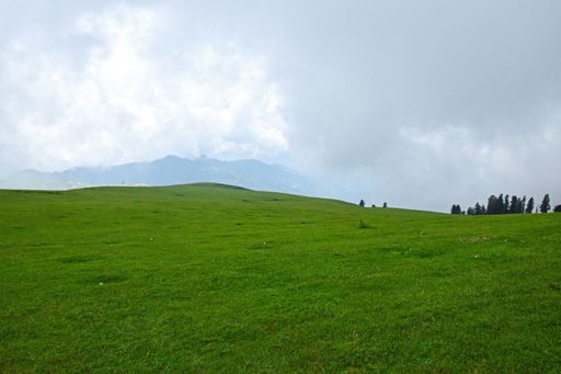 A scenic view of the green Tolipeer Meadows under the cloudy sky, Pakistan