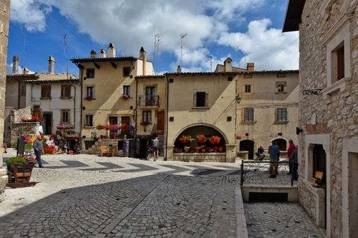 A square in Pescocostanzo, a medieval village in the Abruzzo region of central Italy.