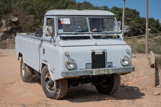 Barcelona, Spain, August 12, 2021: Old Land Rover 1300 Santana pickup truck parked in a park